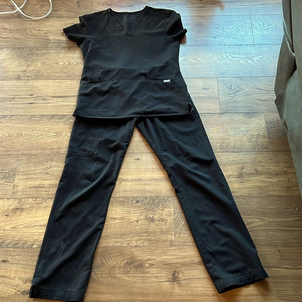 Figs black scrub set, black.